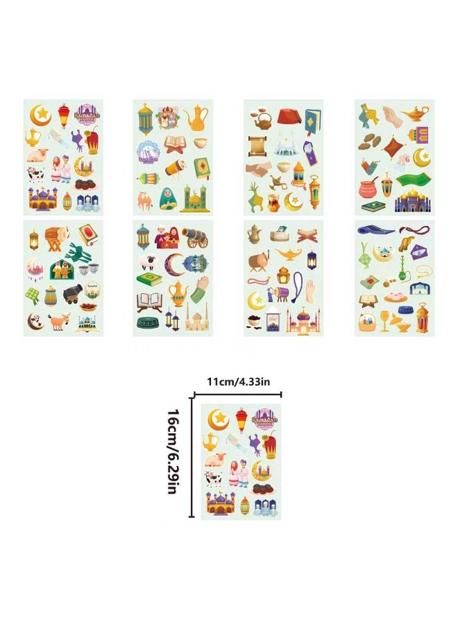 16 PCS Islamic Stickers Ramadan Eid DIY Stickers for Kids Crafts Gifts, Eid Mubarak Stickers for Scrapbooking Bullet Journal Decal, Islamic Floral Moon Star Mosque Stickers Ramadan Kareem - Image 2